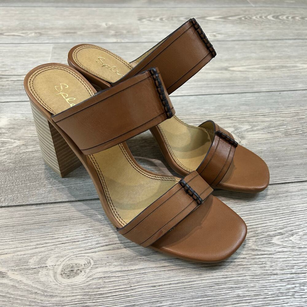 NIB Splendid Tacy Rique Leather Slide Sandals Brown 8.5